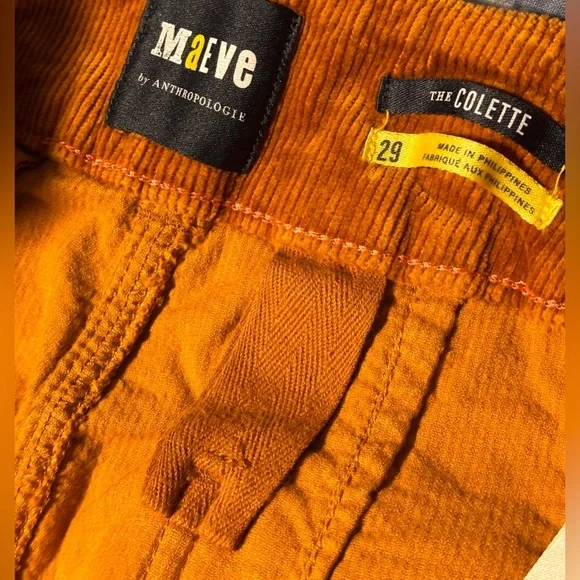 Maeve ANTHROPOLOGIE Colette Caramel Corduroy Wide-Leg Crop Pants Women’s Size 29 - Picture 6 of 12